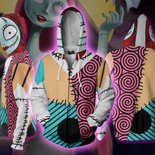 Load image into Gallery viewer, Sally Skellington Nightmare Zip-up Hoodie - 3D Nighmare Hoodie