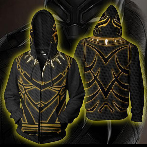 Black Panther Costume Hoodie - Comic Black Panther Zip Up Jacket