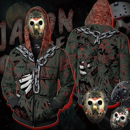 Jason Voorhees Hoodie - Friday The 13th Series Zip Up Jacket