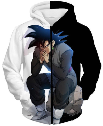 DRAGON BALL SUPER Z HOODIES - Black Goku Evil Thinking Moment Hoodie - Jacket