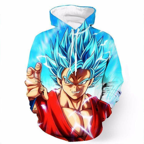 Dragon Ball Super Z Hoodie - Goku SSJ Blue God 3D Hoodie