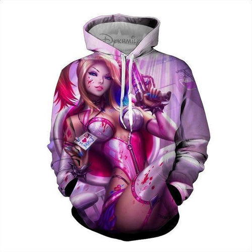 Harley Quinn 3D Hoodie PINK & PURPLE