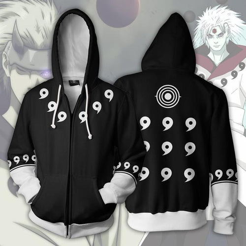 Naruto Hoodie - Madara Six Paths Black Hoodie - Zip Up Jacket