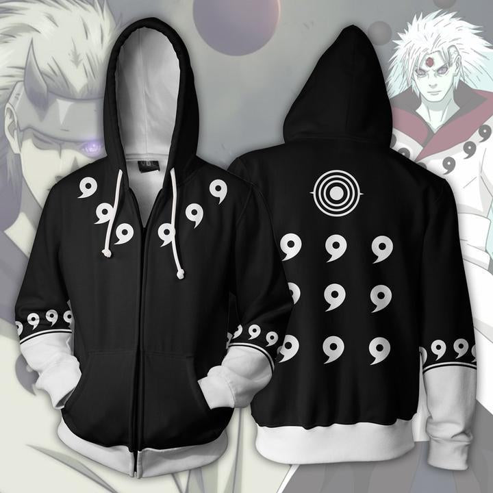Naruto Hoodie - Madara Six Paths Black Hoodie - Zip Up Jacket