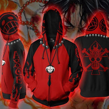 Load image into Gallery viewer, Portgas D. Ace Zip Up Hoodie - One piece Hoodies
