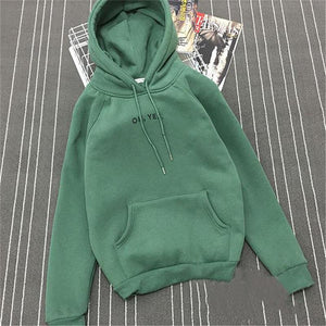 Fleece Oh Yes Letter Harajuku Print Pullover Thick Loose Women Hoodies Sweatshirts Female Casual Coat