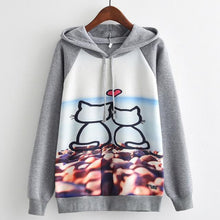 Load image into Gallery viewer, MITTELMEER 2018 Autumn winter Harajuku printed Hooded Sweatshirt printing cartoon Unicorn owl cat Hoodies girls women Christmas