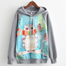 Load image into Gallery viewer, MITTELMEER 2018 Autumn winter Harajuku printed Hooded Sweatshirt printing cartoon Unicorn owl cat Hoodies girls women Christmas