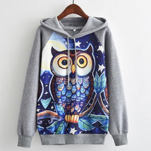 Load image into Gallery viewer, MITTELMEER 2018 Autumn winter Harajuku printed Hooded Sweatshirt printing cartoon Unicorn owl cat Hoodies girls women Christmas