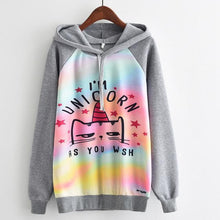 Load image into Gallery viewer, MITTELMEER 2018 Autumn winter Harajuku printed Hooded Sweatshirt printing cartoon Unicorn owl cat Hoodies girls women Christmas