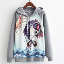 Load image into Gallery viewer, MITTELMEER 2018 Autumn winter Harajuku printed Hooded Sweatshirt printing cartoon Unicorn owl cat Hoodies girls women Christmas