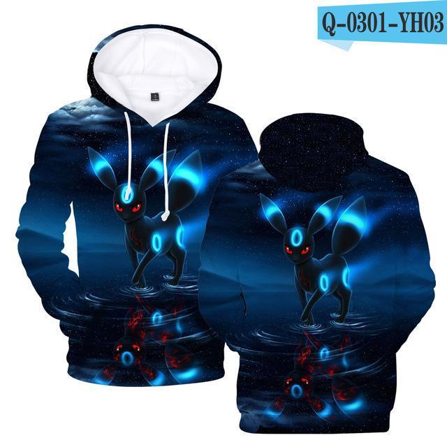 LUCKYFRIDAYF 2018 Pokemon Umbreon New Fashion 3D Print Hoodie Anime Spring Sweatshirts Casual Men/Women Hoodies Men Plus size