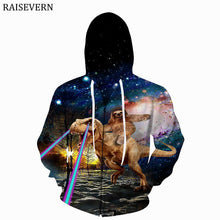 Load image into Gallery viewer, RAISEVERN Dinosaur Sloth Galaxy Euro Size Men Hoodies Sweatshirts 3D Print Zipper Sweatshirts Cap Tops Men Hooded Nebula Jacket