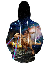 Load image into Gallery viewer, RAISEVERN Dinosaur Sloth Galaxy Euro Size Men Hoodies Sweatshirts 3D Print Zipper Sweatshirts Cap Tops Men Hooded Nebula Jacket