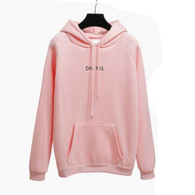 Load image into Gallery viewer, Letter Harajuku Casual Coat Two Layers Hat 2017 Winter Fleece Pink Pullover Thick Loose Women Hoodies Sweatshirt Female