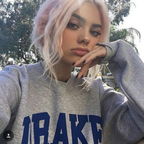 DRAKE Letters Fashion Printed Black Grey Pullover Casual Women Sweatshirt Girls Cotton Harajuku Hoodies Women Plus Size Jumpers