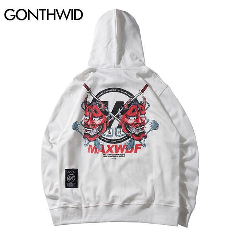 GONTHWID Japanese Devil Heads Printed Hoodies Men 2018 Autumn Hip Hop Casual Streetwear Pullover Sweatshirts Fashion Male Hoodie