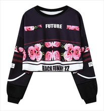 Load image into Gallery viewer, woman's sweatshirt harajuku letters sexy crop top punk hip-hop hoody large size sudaderas mujer fashion feminino moleton B-008