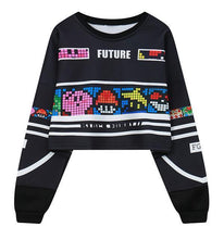 Load image into Gallery viewer, woman's sweatshirt harajuku letters sexy crop top punk hip-hop hoody large size sudaderas mujer fashion feminino moleton B-008