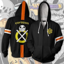 Load image into Gallery viewer, TRAFALGAR LAW CORAZON ZIP UP HOODIE - ONE PIECE HOODIE